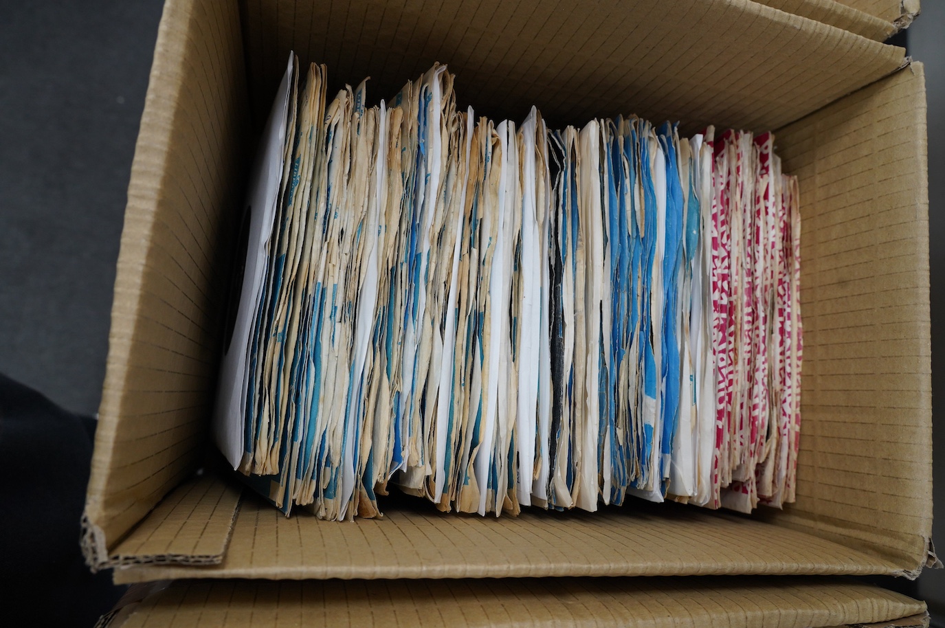 Three boxes of 7” singles on labels including; Oriole, Polydor, Liberty, Piccadilly, Mercury, etc. artists including; The Who, James Brown, the Crickets, Eddie Cochran, The Platters, Big Bopper, Sarah Vaughan, Johnny Pre